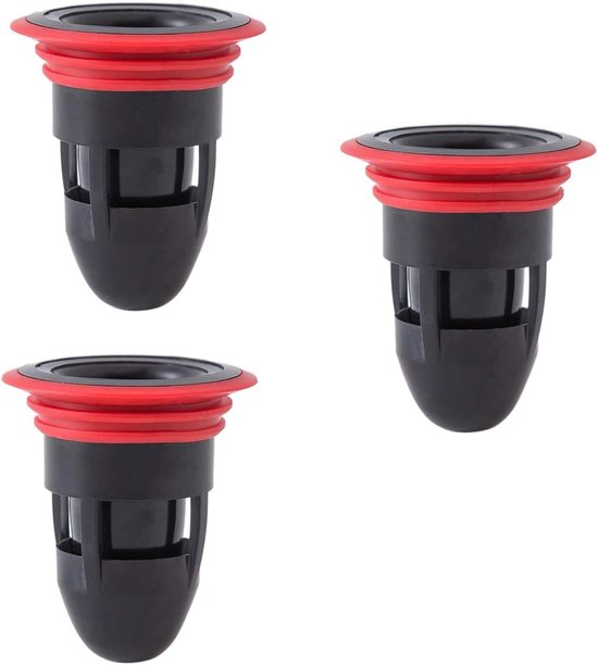 3-teiliger Abflussstopfen, Schwarz, Pp + Silikagel, Universal-abflussset, Bodenablauf, Geruchshemmender Duschablauf, Filterlos, 5,5 X 6,5 X 3,5 Cm