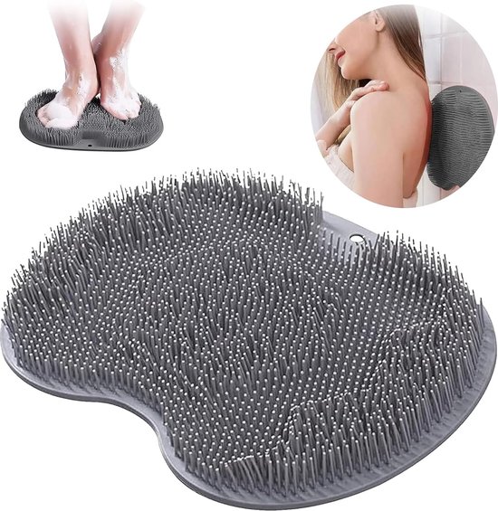 Rutschfeste Silikon-massagematte Mit Saugnapf, Silikon-fußbürsten-massagegerät, Zum Duschen, Reinigen Von Füßen Und Rücken, Massage, Peeling (grau)