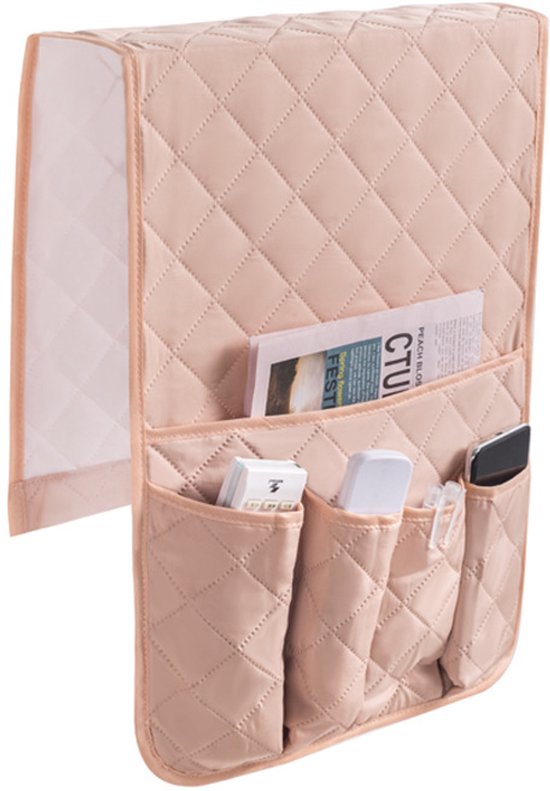Fernbedienungsablage Für Sessel/sofa Mit Rutschfester Unterseite Fünf Fächer Für Fernbedienungen Und Mobiltelefone – Beige