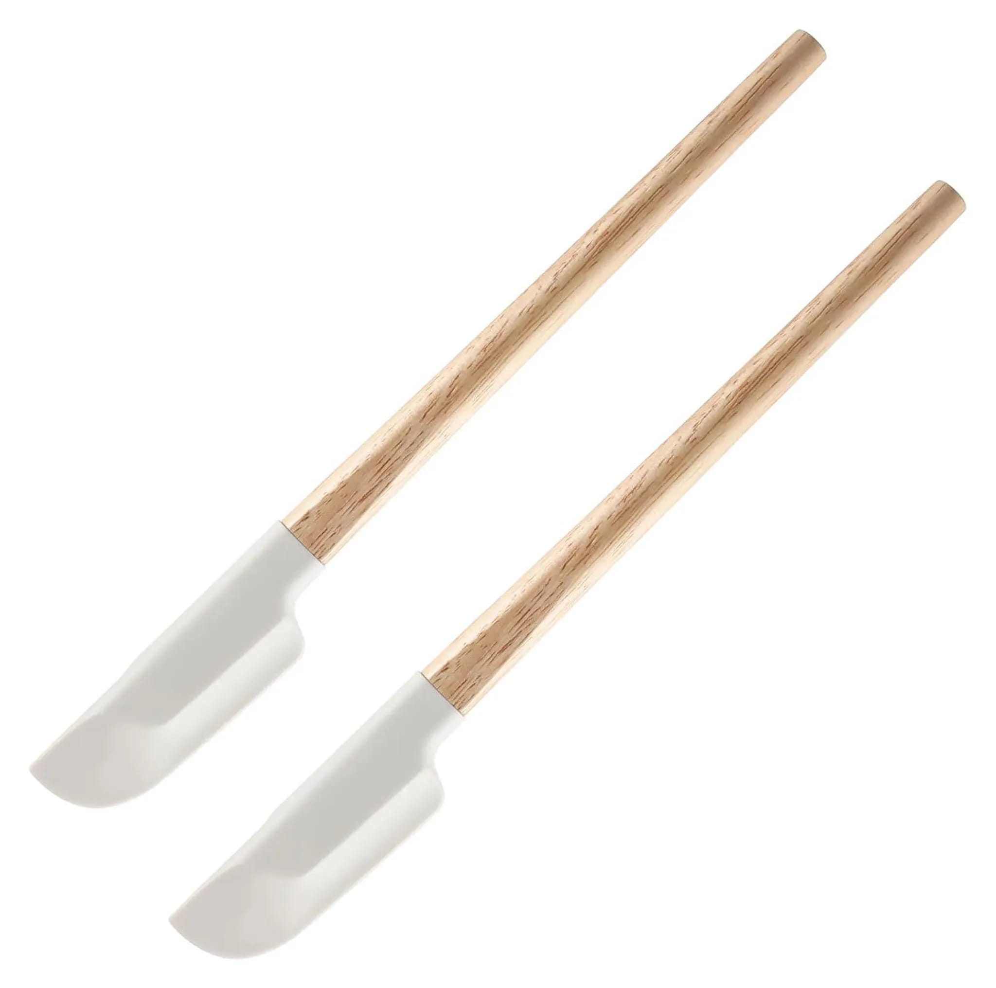 Zwei Kleine Silikon-spatel Mit Holzgriffen, Flexibel, Zum Backen Und Kochen