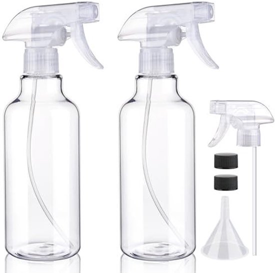 2 X 500 Ml Pflanzensprühflaschen, Kunststoffzerstäuber, Leere, Wiederverwendbare Wassersprühflaschen, Geeignet Für Blumen, Garten Und Haarpflegeprodukte, Mit Trichter