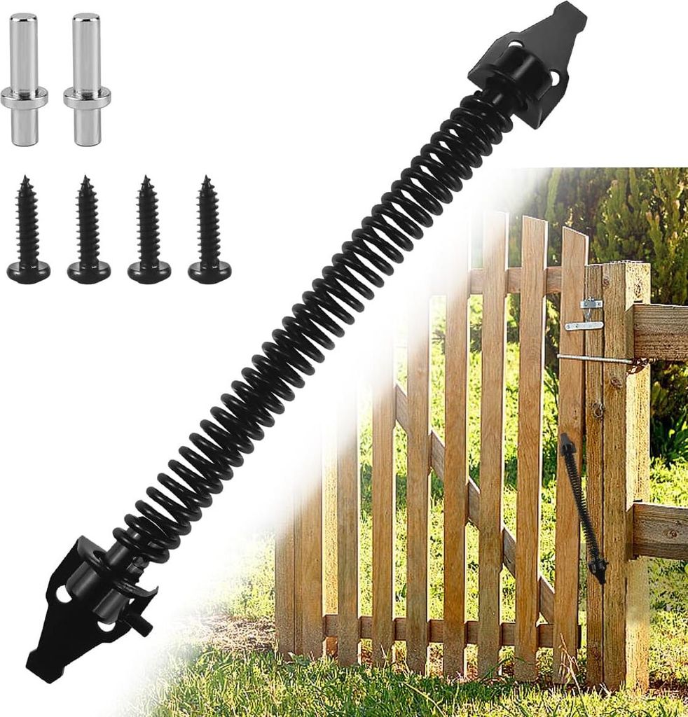 Automatischer Türschließer (36 Cm) Mit Einstellbarer Zugfeder Und 2 Schrauben Für Gartentore, Holztüren Und Zäune