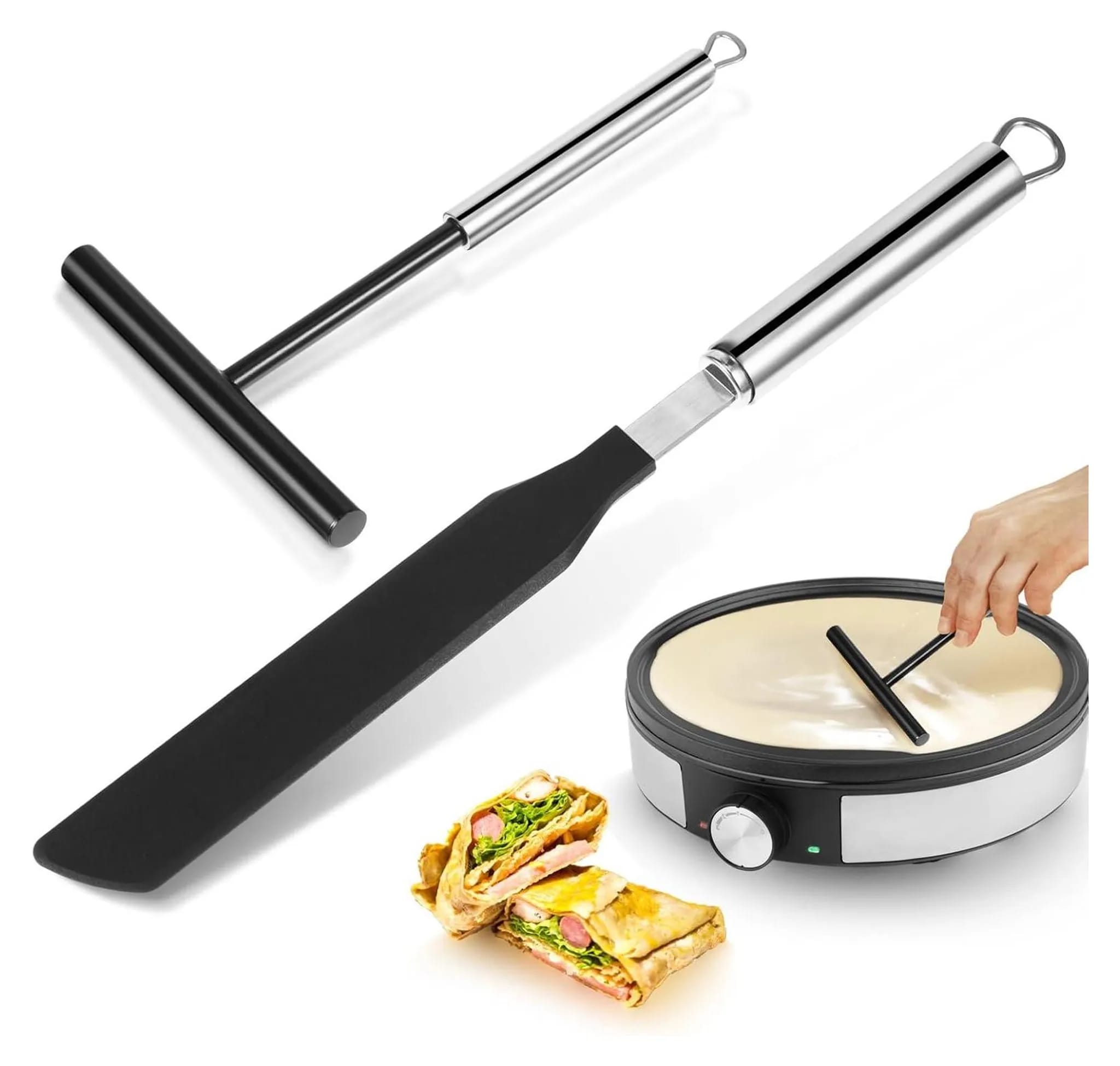 Crêpe-spatel-schaber-set, 2-teilig, Edelstahl, Teigspatel-set, Küchenbacken