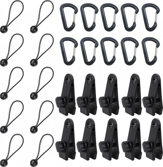 Planenclip-set, 30-teilig, Zeltclips, Schnellbefestigungsclips Für Stoff, Kugelbefestigungsclips, Karabiner Für Markisen, Für Planen, Camping, Wohnmobile, Picknicks