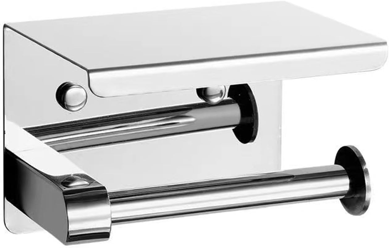 Toilettenpapierhalter Mit Integrierter Handyhalterung, Aus Edelstahl, Zur Wandmontage, Mit Polierter Chromoberfläche.