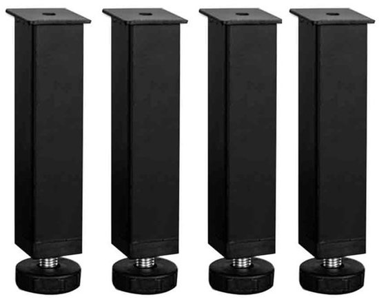 4-teiliges Set 30 X 30 X 200 Mm Robuste, Verstellbare Schwarze Metall-bett- Und Möbelfüße