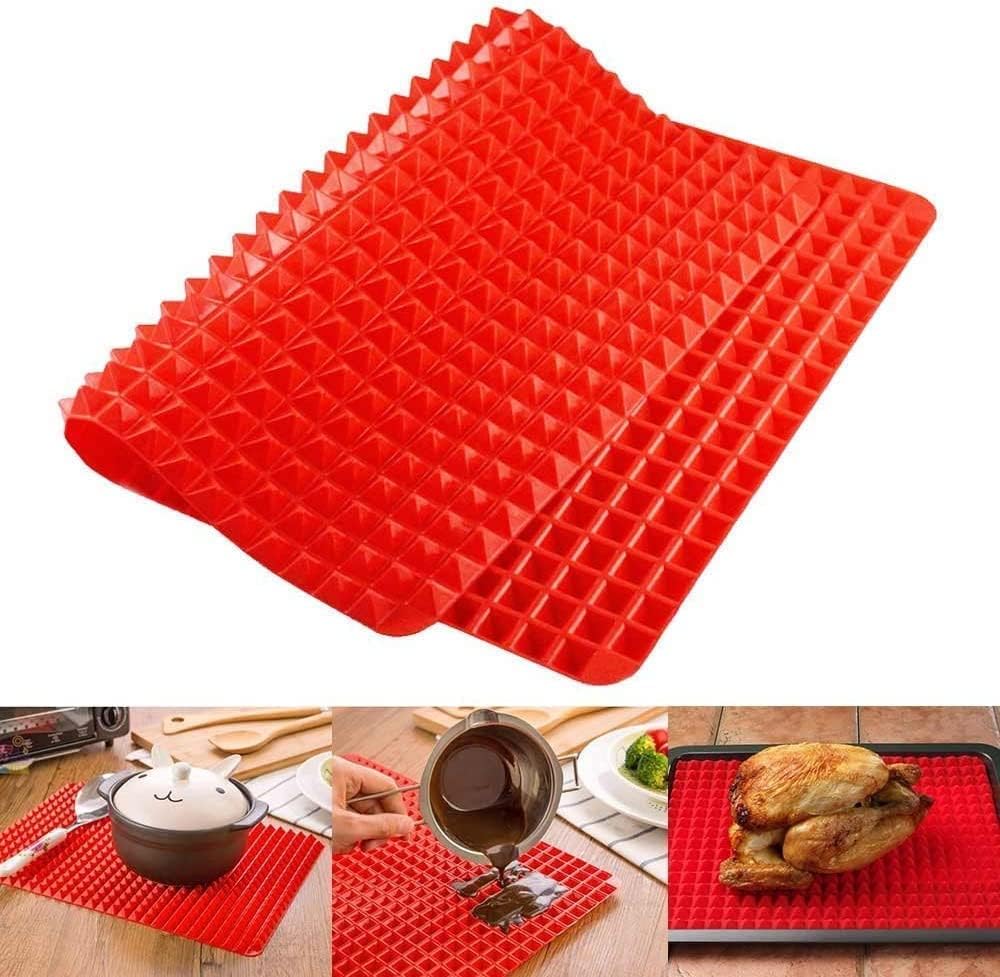 2 Große, Rote, Pyramiden-/kegelförmige Silikonmatten Zum Kochen, Backen Und Für Die Küche Hochwertiges, Antihaftbeschichtetes Silikon In Lebensmittelqualität