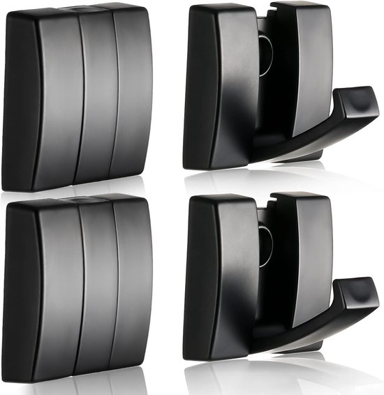 4er-pack Verdeckte, Klappbare Wandhaken Aus Aluminium Für Küche, Bad Und Schubladen, Schwarz.