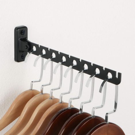 Zusammenklappbare Wandhaken, 8 Löcher, 8 Schlitze, Edelstahl, Kleiderbügel, 31 Cm, Schwarz