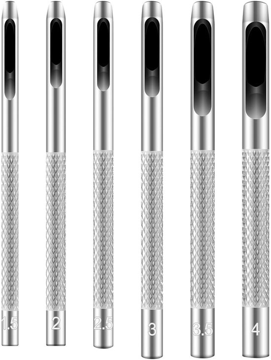 6-teiliges Lochstanzen-set Für Leder (1,5 Mm–4 Mm) Für Gürtel, Uhrenarmbänder, Heimwerkerprojekte Und Lederreparaturen