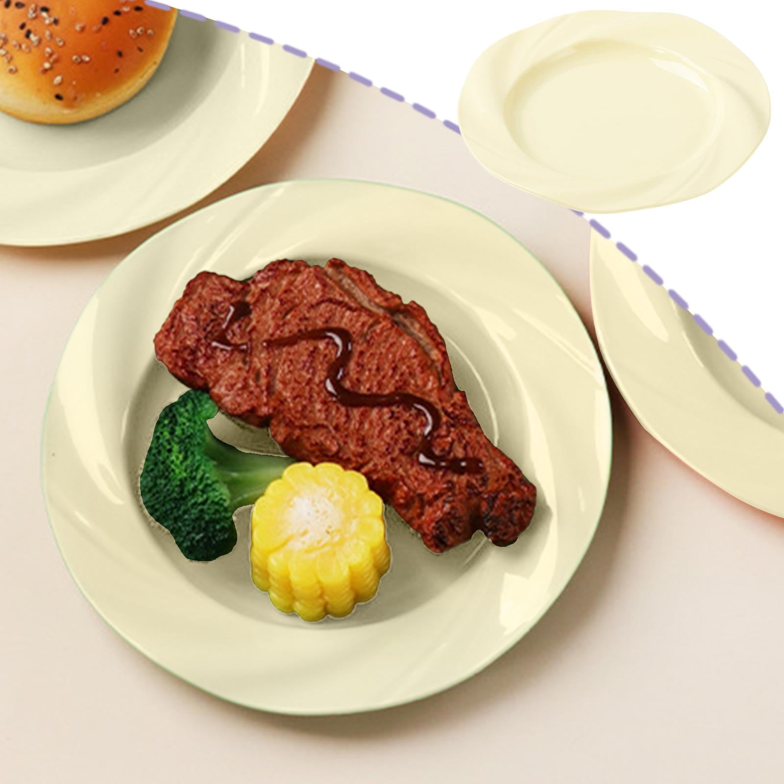 4er-pack Frühstücks-/abendessensteller, Hitzebeständige Pastateller, Stapelbar, Runder Durchmesser 19,7 Cm, Für Den Haushalt – Beige