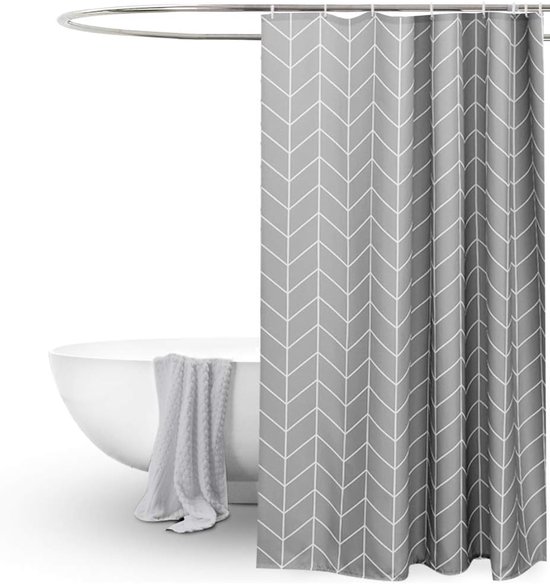 Wasserdichter Duschvorhang Aus Polyestergewebe Mit Beschwertem Saum (grau, 180x180cm), Badezimmervorhang.