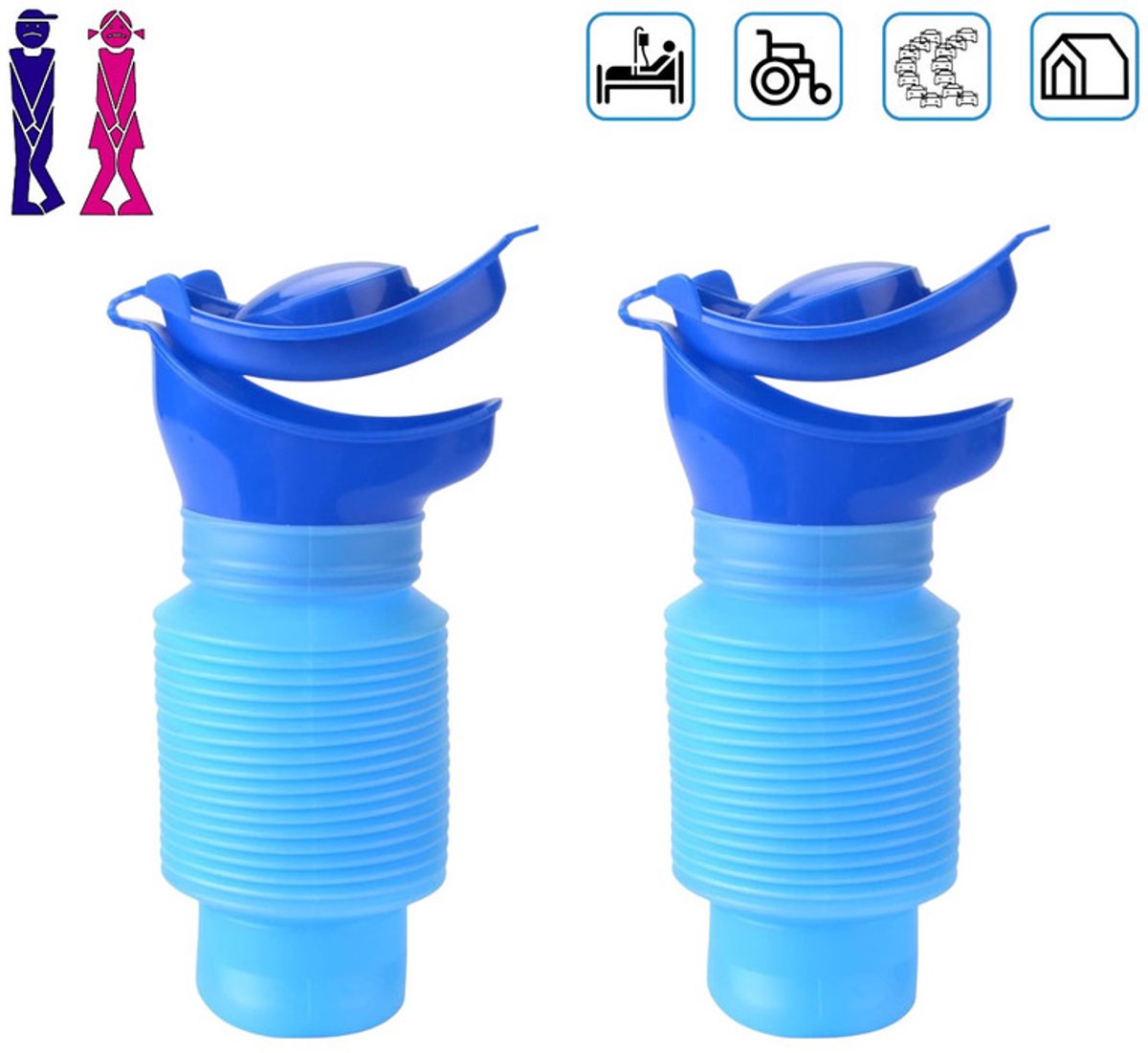 Nottoilette (universell) – Wiederverwendbare Nottoilette (750 Ml) Mit Urinaltrichter, Campingtoilette, Blau