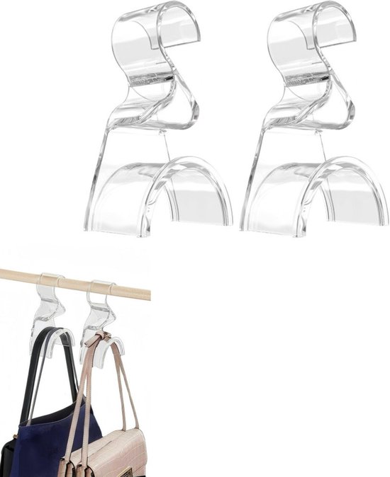 Haken-set, Taschenhaken, Handtaschenhaken, Kleiderschrankhaken, Huthaken, Schützt Taschen, Transparent, Geeignet Für Kleiderschränke, Garderoben Und Boutiquen