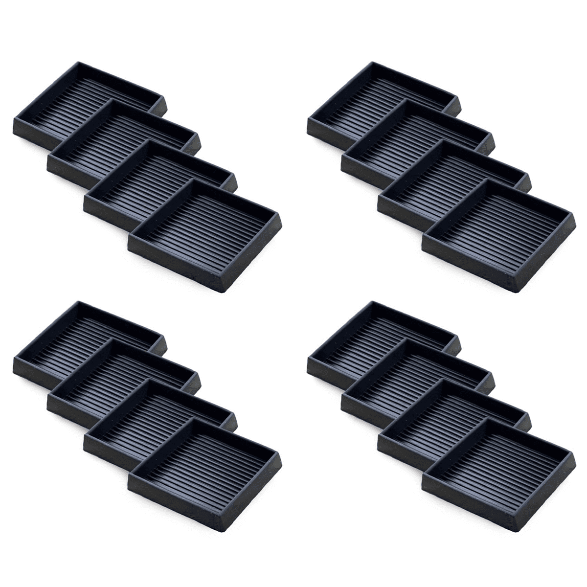 16 Rutschfeste Möbelgleiter – 5 X 5 Cm Große, Quadratische Gummigleiter Für Rollen Und Beine – Sofa-, Stuhl- Und Bettbeinstopper, 16 Fußgleiter, Schwarz