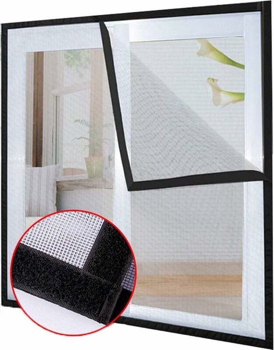 150x150cm Universal-fensterinsektenschutzgitter, Selbstklebendes Klett-netzset, Anti-mücken-fliegenfängerrahmen (weißes Netz/schwarzer Aufkleber)