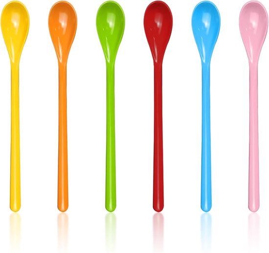 Langstielige Plastiklöffel – Farbenfroh – Langstielige Eierlöffel – Kaffeelöffel – Geeignet Für Küchen Und Kaffeemaschinen.
