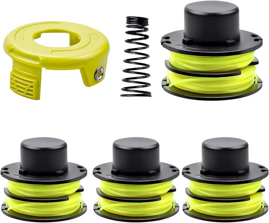 4-spulen-mähfaden - Ryobi Rac118, Rac119, Xu, Rlt3025f/s, Rlt3525s, Rlt2523, Rlt3525, Rlt3123 - 1,2 Mm - 8,4 M (4 Spulen + Kappe + Feder)