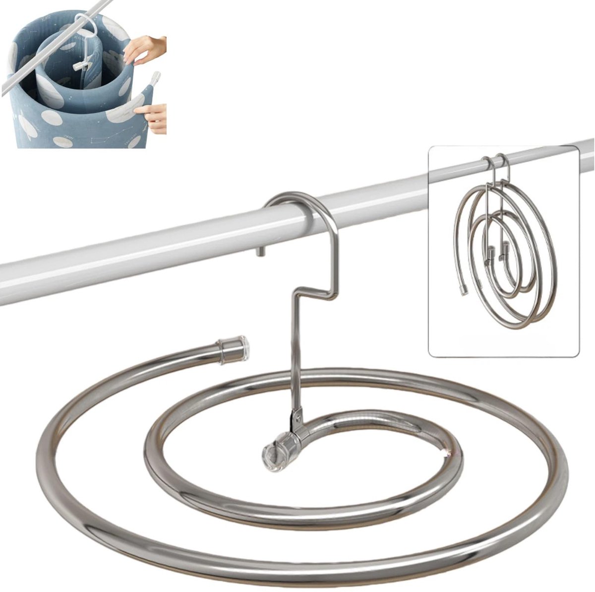 Spiral-wäscheständer – Wäscheständer Zum Aufhängen – Durchmesser 41,8 Cm – Gesamtlänge Der Spirale 2,2 M – Faltbar – Geeignet Für