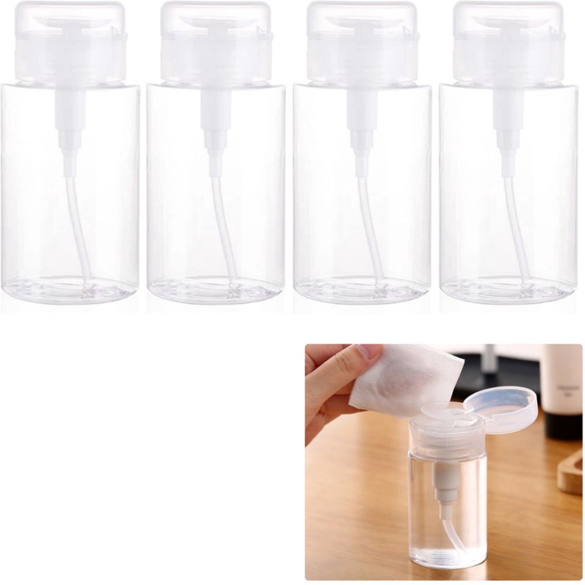 4er-pack – Leere Spenderflaschen Mit Pumpkopf – Nachfüllbare Behälter – Benutzerfreundlich – Auslaufsicher – Weiß – 200 Ml – Su
