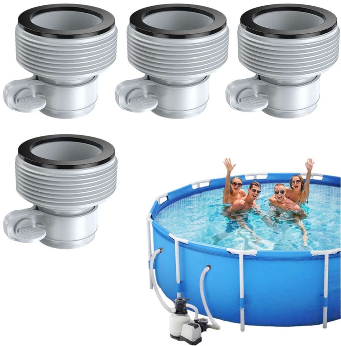 4-teiliges Set – Poolschlauchadapter – Intex Schlauchadapter Typ B – Schlauchadapter Typ B – Schlauchkupplung – Ersatzanschluss Von 1,25 Zoll Auf