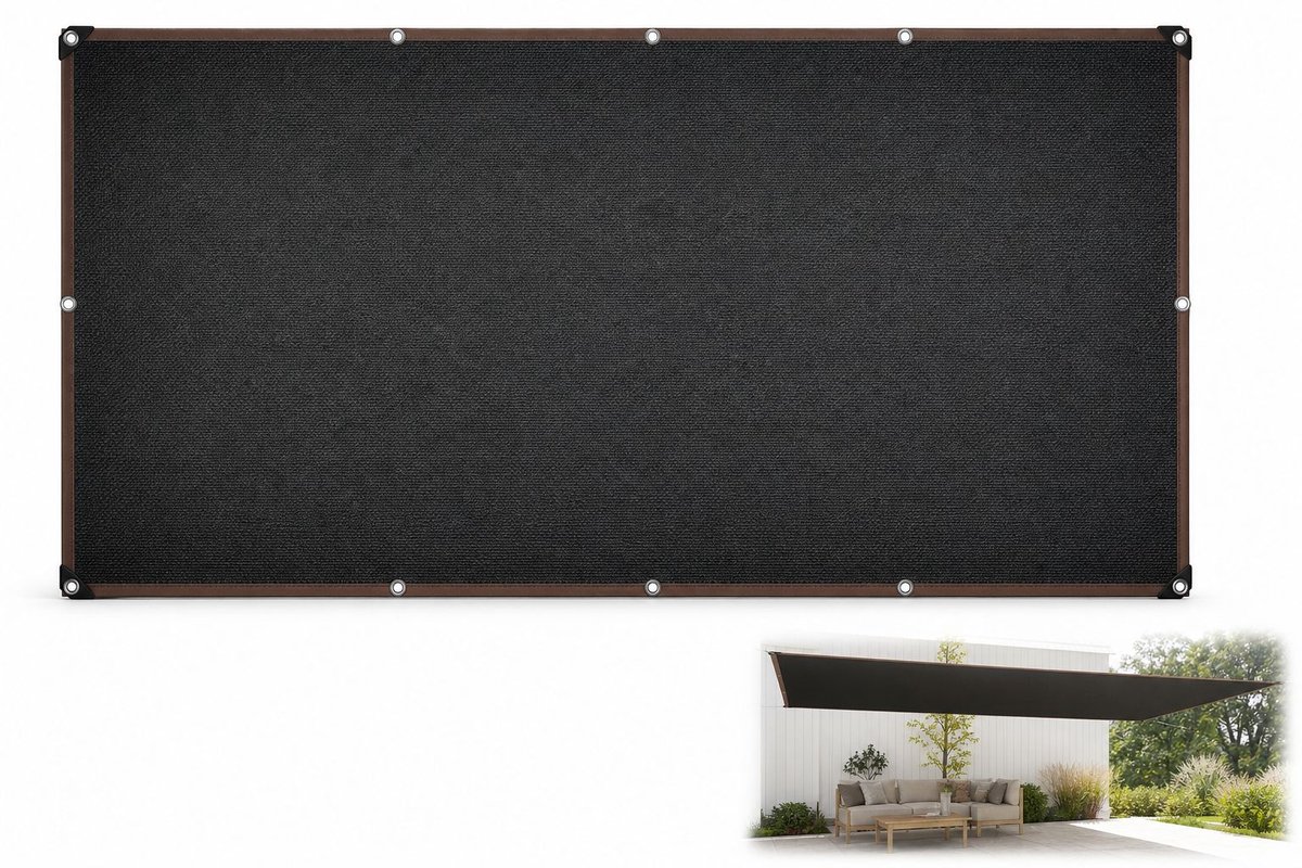 Schattiernetz – 2 X 4 M – Mit Verstärkten Kanten Und Ösen – Für Garten, Balkon, Terrasse Und Carport – Schwarz