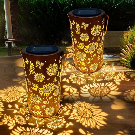 Led-solar-gartenleuchten, 2 Sonnenblumen-hängeleuchten, Wasserdicht, Für Den Außenbereich, Ideal Für Terrasse Und Garten, Muttertagsgeschenk