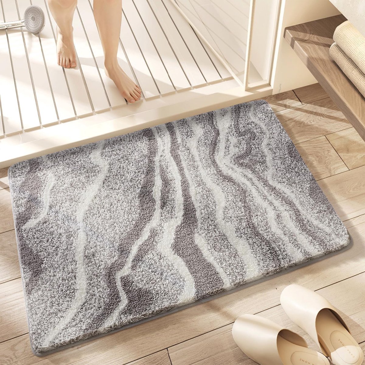 Badematte – 60 X 90 Cm – Extra Weich Und Saugfähig – Rutschfest – Maschinenwaschbar – Komfortabel Für Dusche Und Badewanne – Grau