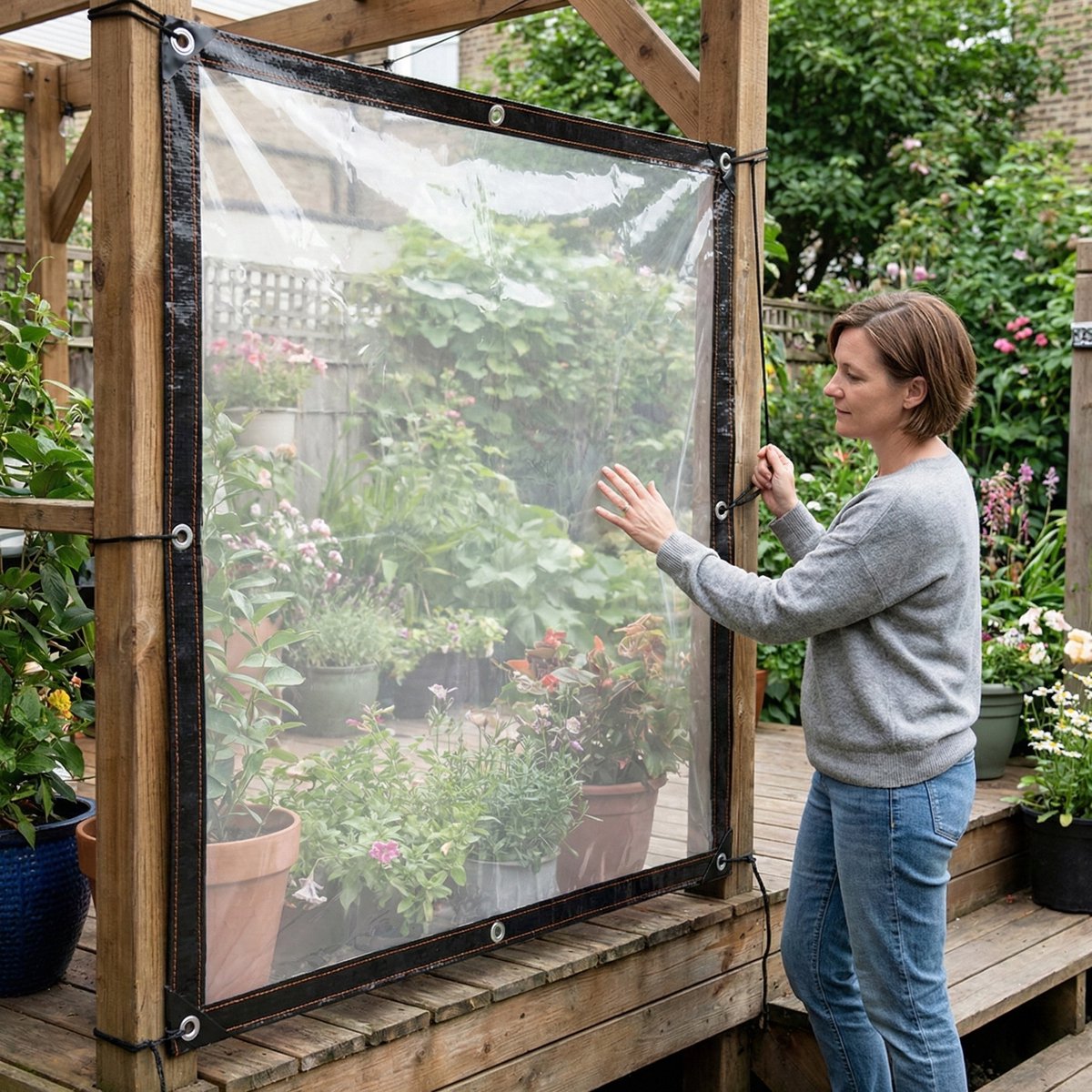 Transparente Schutzhülle Mit Ösen, Wasserdichte Pe-plane Für Pflanzen Und Möbel, 200 X 100 Cm