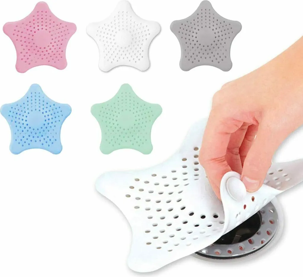 5-teiliges Sternförmiges Silikon-abflusssieb-set Für Duschen, Geeignet Für Badezimmer- Und Küchenspülen.