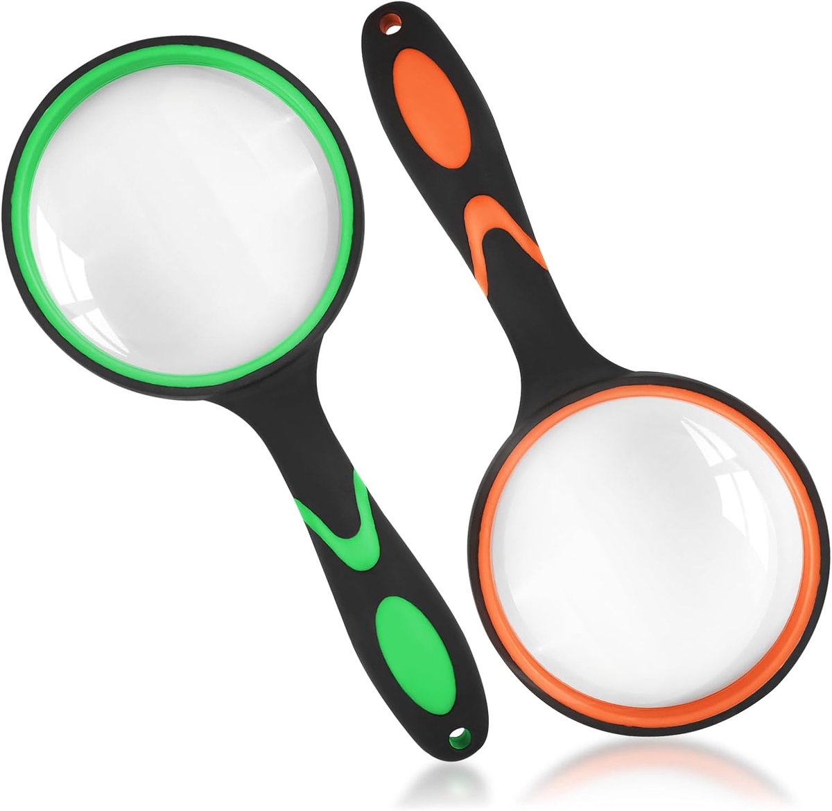 Stück 100-mm-lupen, Grün, Orange, Glas, Gummi, 100 Mm, 2 Stück, 2 Stück 100-mm-lupen Mit Rutschfestem Gummigriff
