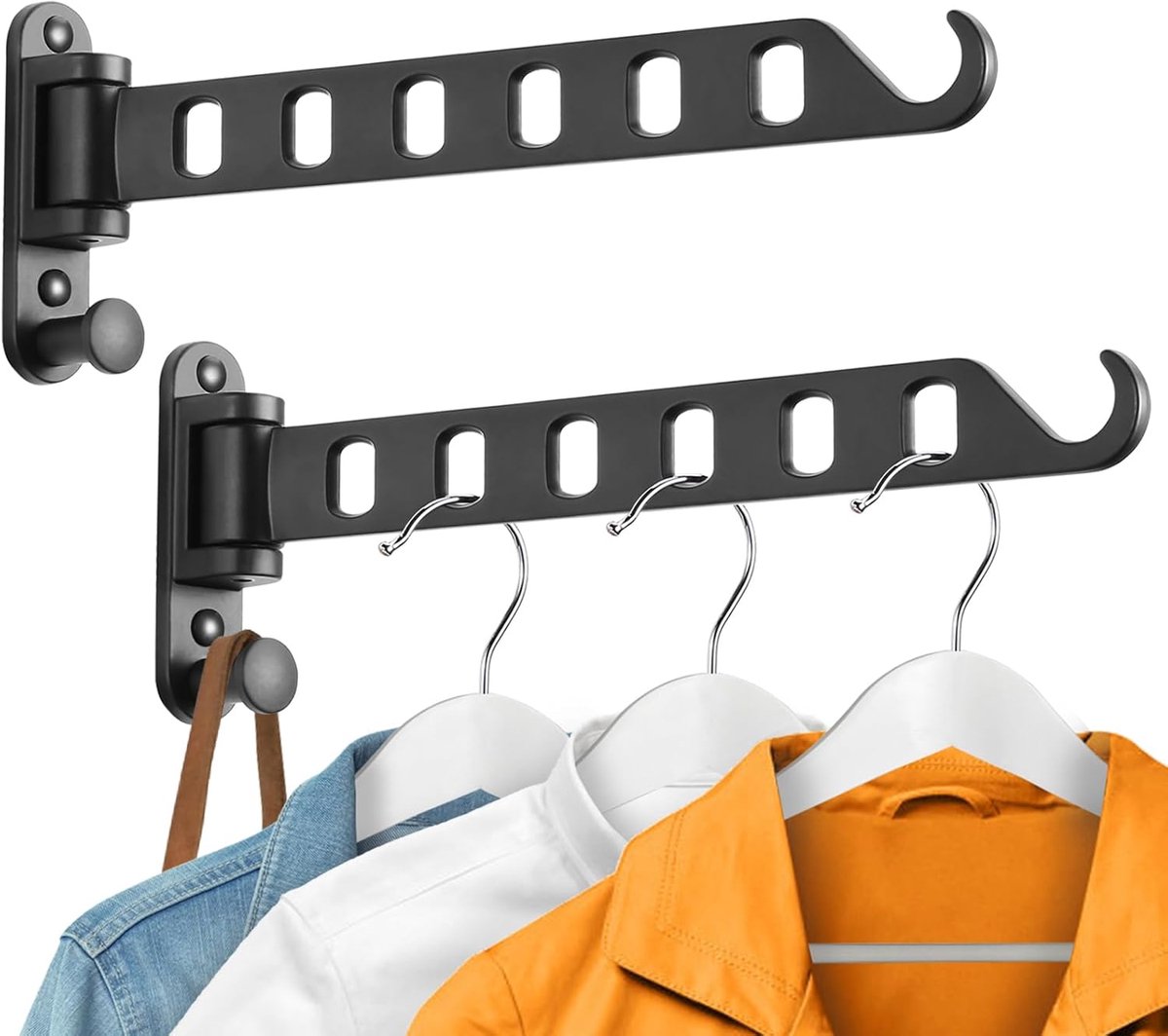 Faltbarer, Teleskopierbarer Wäscheständer – 2-teilig – Zusammenklappbarer Wandwäscheständer – Wandmontage Für Kleidung – Faltbarer Wandkleiderständer – Beweglicher Wandwäscheständer