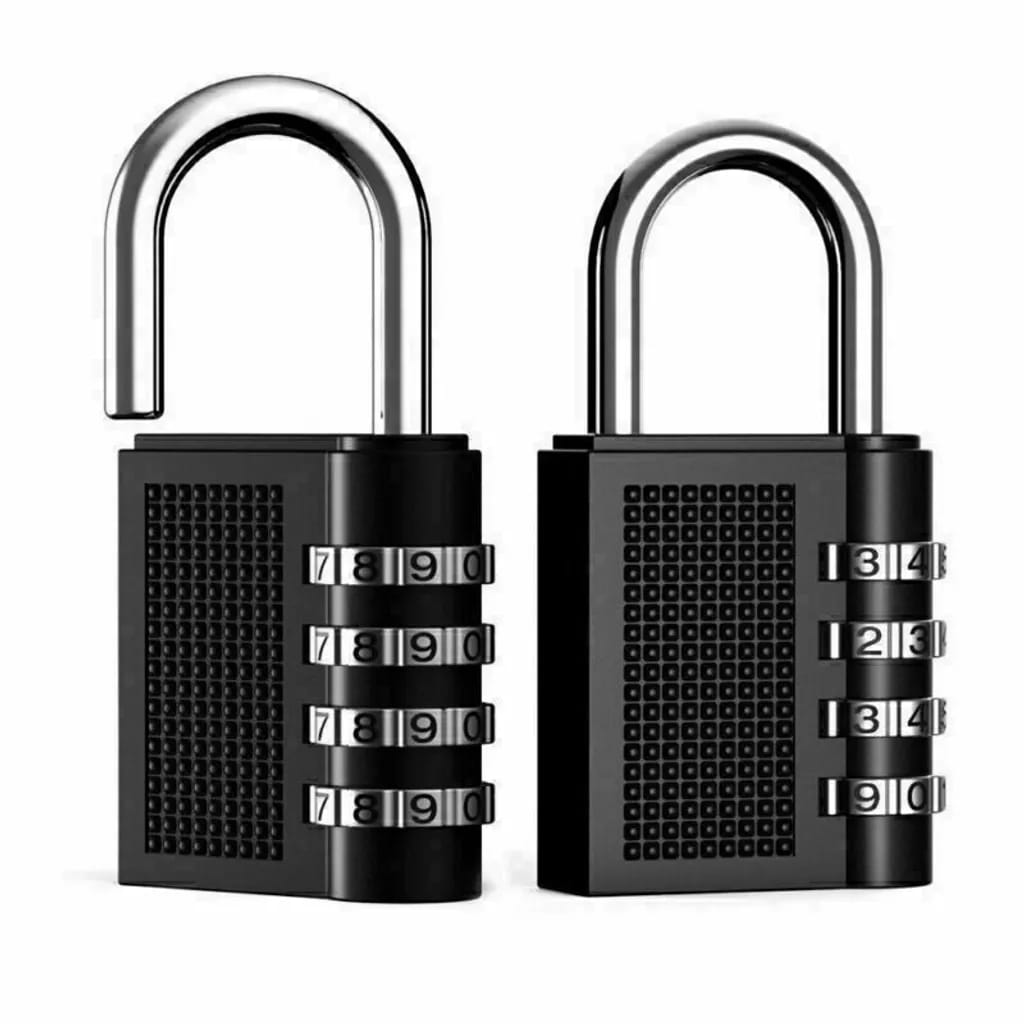 2x Zahlenschloss, 4-stellige Zahlenkombination, 40 Mm, Schwarz.