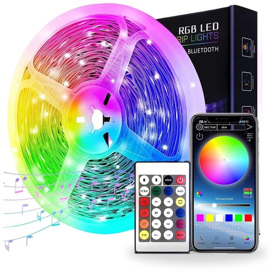 10 Meter Led-streifen – Mit Fernbedienung, 16 Modi – Rgb-farbwechsel-lichterkette