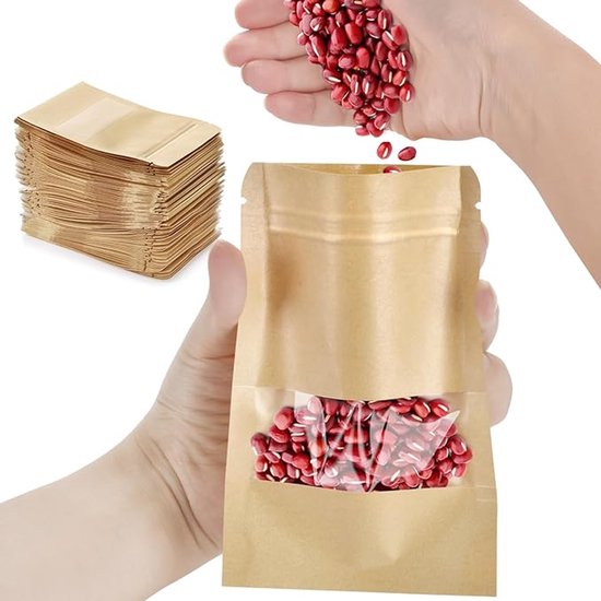 100er-packung Kraftpapier-samen-/geschenktüten (20 X 14 Cm) – Mit Sichtfenster