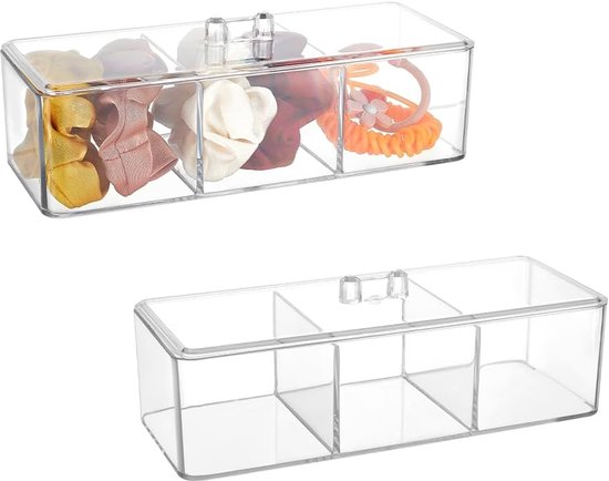 2-teiliges Kosmetik-organizer-set Aus Kunststoff, 9 X 3,5 X 3,1 Zoll, 3-teiliges Ablagefach Für Make-up Und Wattestäbchen Auf Dem Schreibtisch.