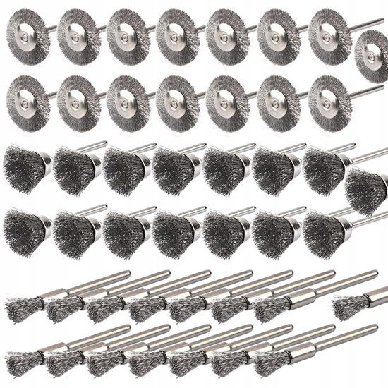 45 Mini-bürsten – Konische/kelch-/nadelbürsten Aus Edelstahl – Zum Polieren Und Schleifen – Entfernen Von Graten Und Rost