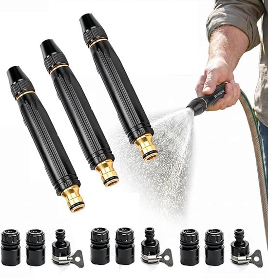 3-teiliges Hochdruck-gartenschlauch-spritzpistolen-set - Mit 9 Anschlüssen