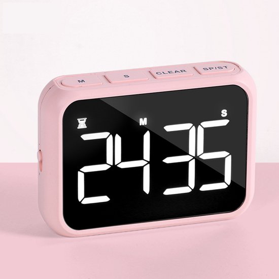 Wiederaufladbarer Digitaler Küchentimer Mit Usb-anschluss, Großem Lcd-display Und Einstellbarer Lautstärke – Rosa