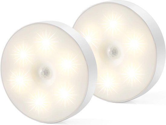 2er-set Led-nachtlichter – Magnetleuchten Mit Bewegungsmelder Warmweiß (4000 K) Usb-wiederaufladbare Sensorleuchte Mit Klebepad