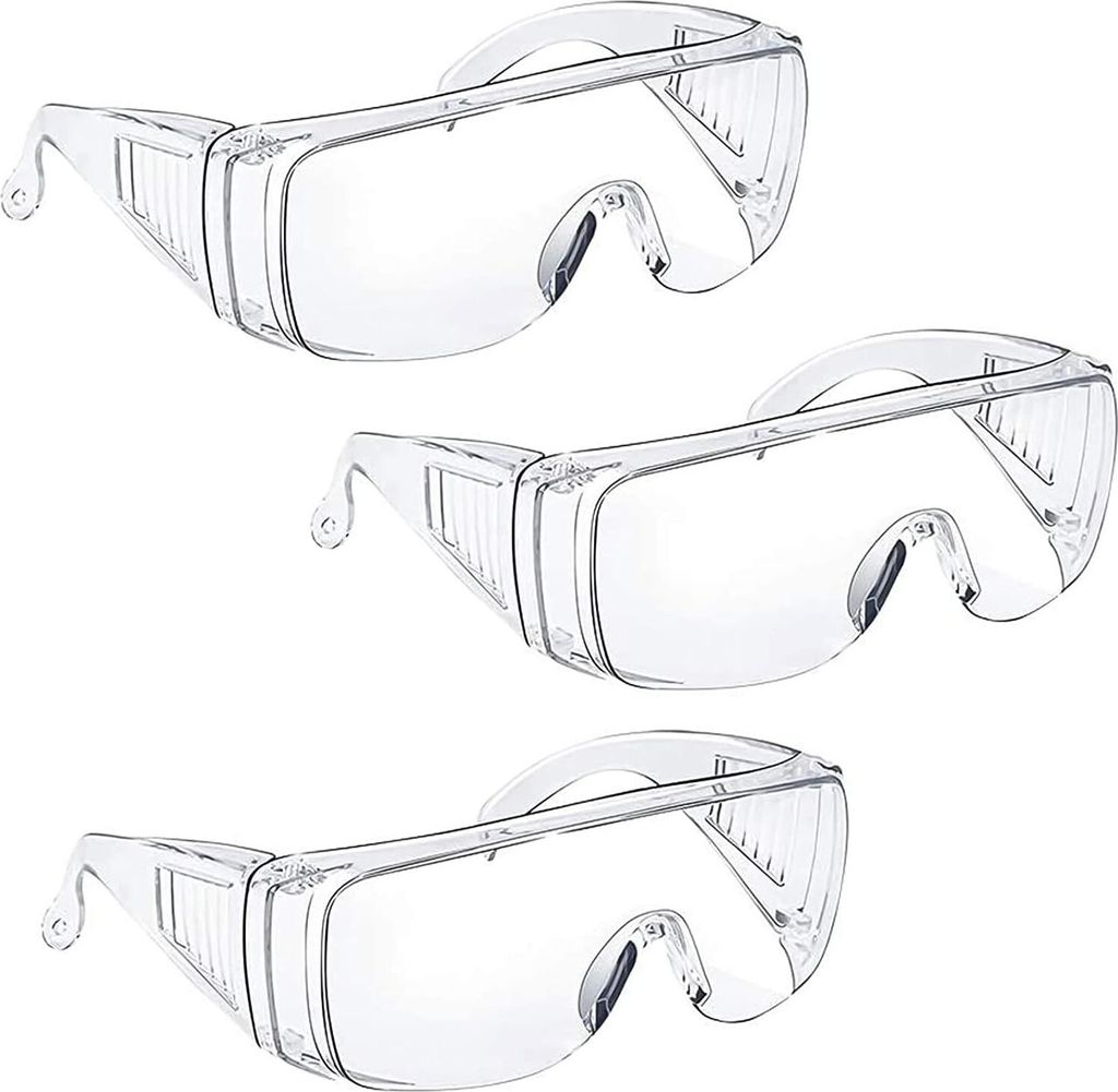 3er-pack Beschlagfreie Schutzbrillen Für Brillenträger, Uv-schutz, Kratzfeste Gläser (klar)