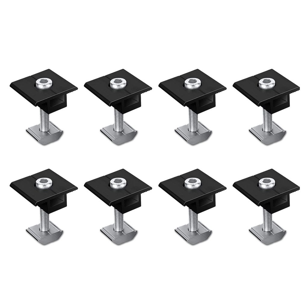 8er-pack Solarmodul-montagehalterungen, 40 Mm Mittelklemme, Schwarz, Standardausführung, Mit Schraubanschluss, Photovoltaik, Trapezmontage, Mittelklemme.