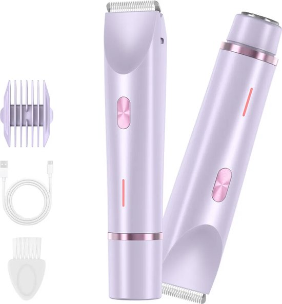 2-in-1 Bikini-trimmer Für Damen – Usb-aufladbarer Elektrorasierer – Ipx7 Wasserdicht – Für Achseln, Beine, Arme, Gesicht Und Körper – Lila
