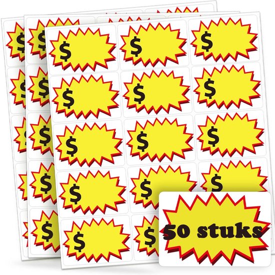 50 Blatt Selbstklebende Flohmarkt-preisschilder (15 ) – Gelb