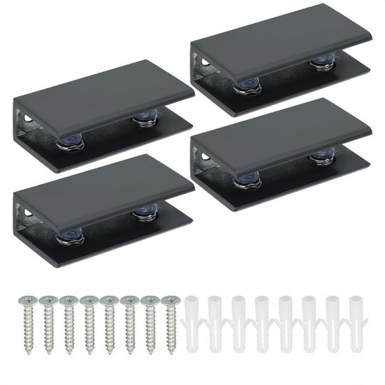 4er-pack Halterungen Für Glasregale (6–10 Mm Dick) – Schwarz