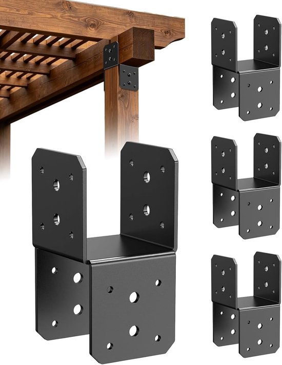 4er-packung 87x87mm Schwarze Verstärkte Metall-eckanker Mit Schrauben