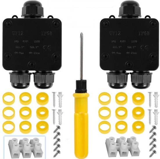 Kabelverteilerdose, 2er-set, Ip68 Wasserdicht, Abzweigdose, T-verteilerdose, Außenkabelanschluss, Erdkabel 4-15 Mm