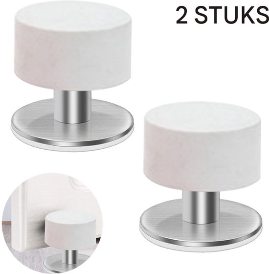 2er-pack Türstopper Aus Edelstahl Mit Gummipuffern, Weiß