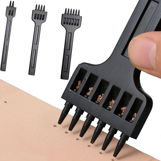 Dreiteiliges Meißelset Für Die Lederverarbeitung, Diy-handarbeitsnähwerkzeuge, 2-zahn-, 4-zahn- Und 6-zahn-stanzen.