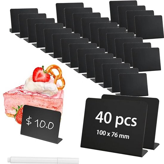 40-teiliges Mini-tischtafel-set – Mit Weißen Stiften – Schwarz